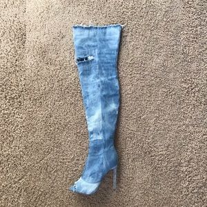 Denim Knee High Boots Size 6